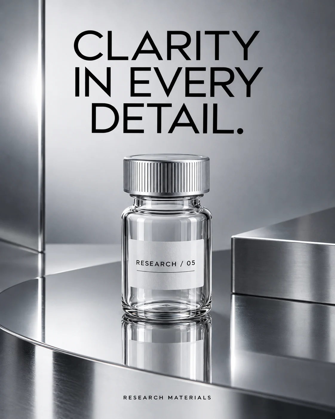 Clarity in every detail. — Chrome research vial concept